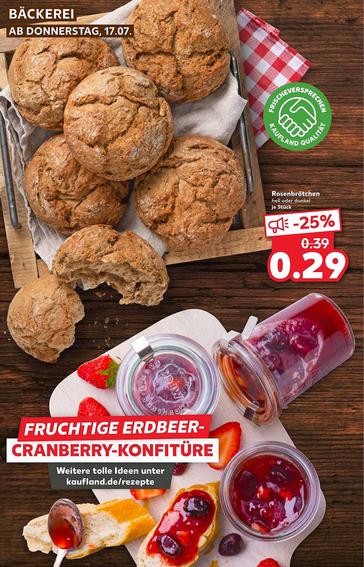 Rosenbrötchen hell oder dunkel je Stück