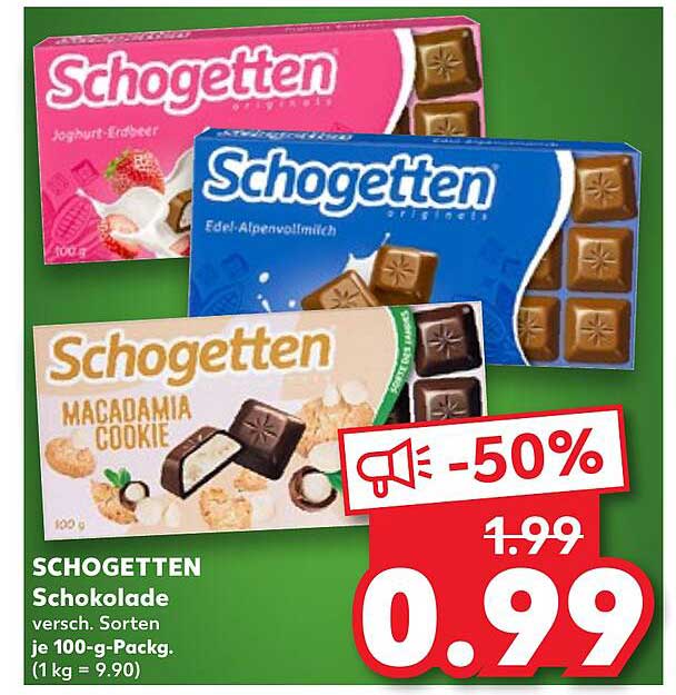 SCHOGETTEN Schokolade - verschiedene Sorten