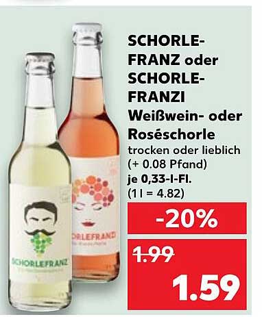 SCHORLE-FRANZ oder SCHORLE-FRANZI Weißwein- oder Roséschorle