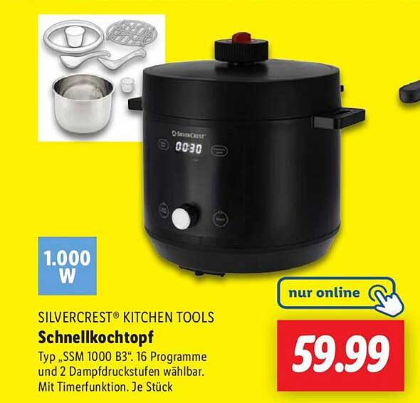 SILVERCREST® KITCHEN TOOLS Schnellkochtopf Typ „SSM 1000 B3“