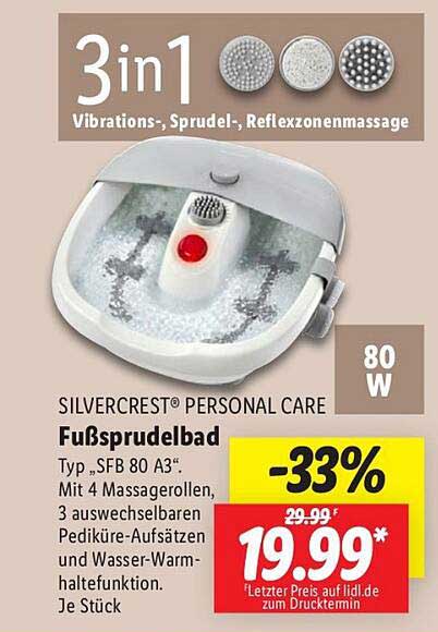 SILVERCREST® Personal Care Fußsprudelbad - Typ „SFB 80 A3“