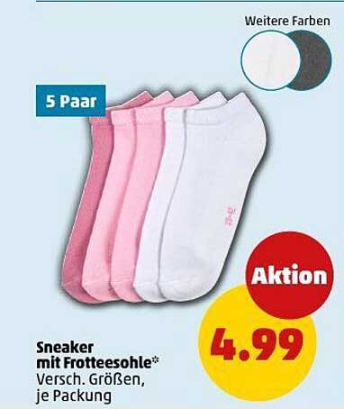 Sneaker mit Frotteesohle – 5 Paar für nur 4,99 €