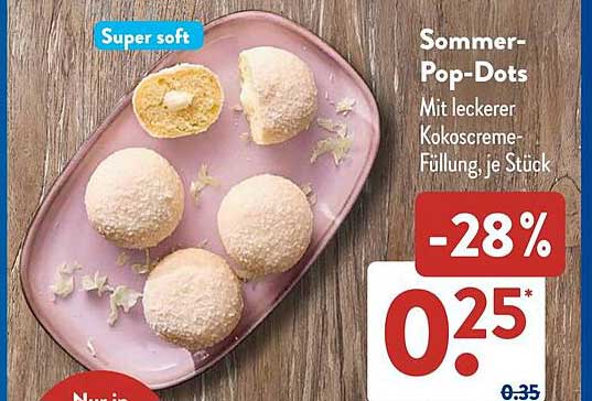 Sommer-Pop-Dots mit leckerer Kokoscreme-Füllung, je Stück