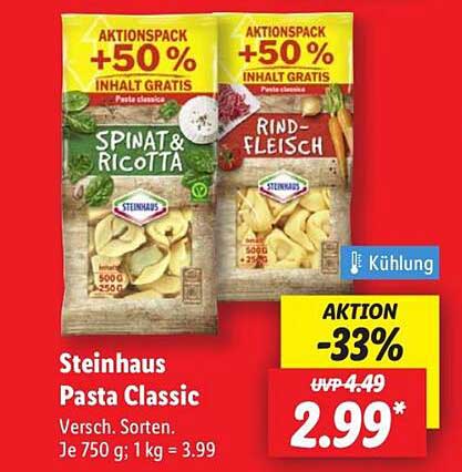 Steinhaus Pasta Classic (Spinat & Ricotta und Rindfleisch)