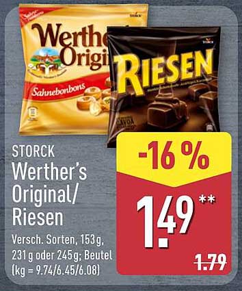 STORCK Werther's Original/Riesen, 153 g, 231 g oder 245 g