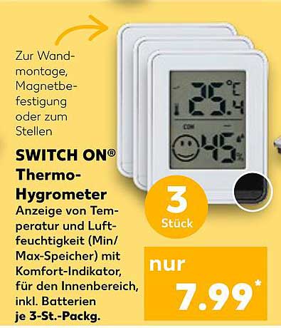 SWITCH ON® Thermo-Hygrometer 3er-Set