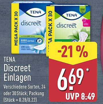 TENA Discreet Einlagen – Mega Pack x 30