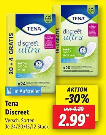 Tena Discreet - Mini und Normal, 20 + 4 GRATIS