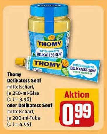 Thomy Delikatess Senf mittelscharf, je 250-ml-Glas oder 200-ml-Tube