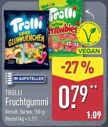 TROLLI Fruchtgummi - Saure Glühwürmchen und Sour Strawberries