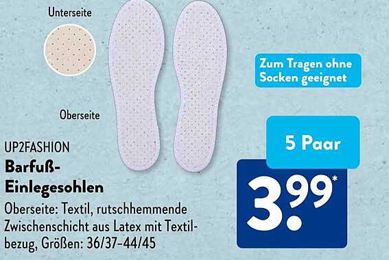 UP2FASHION Barfuß-Einlegesohlen - 5 Paar für nur 3,99*