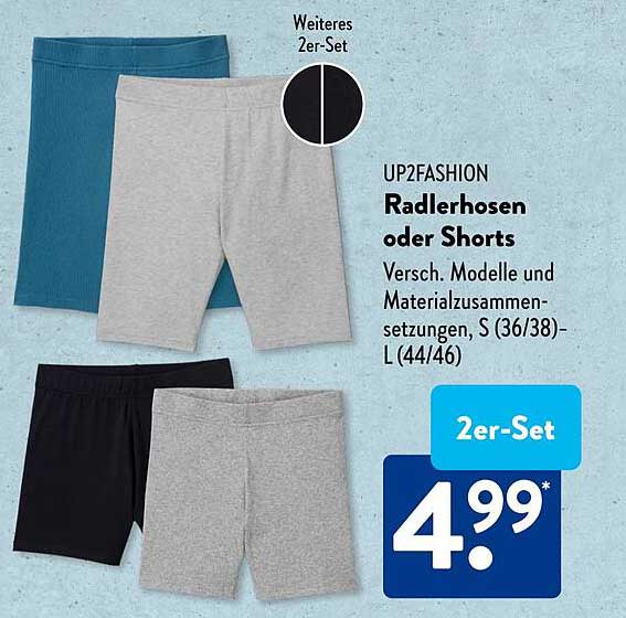 UP2FASHION Radlerhosen oder Shorts im 2er-Set