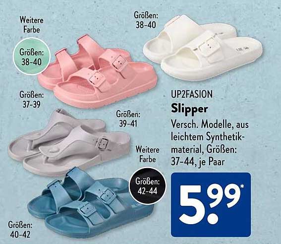 UP2FASION Slipper - Verschiedene Modelle aus leichtem Synthetikmaterial