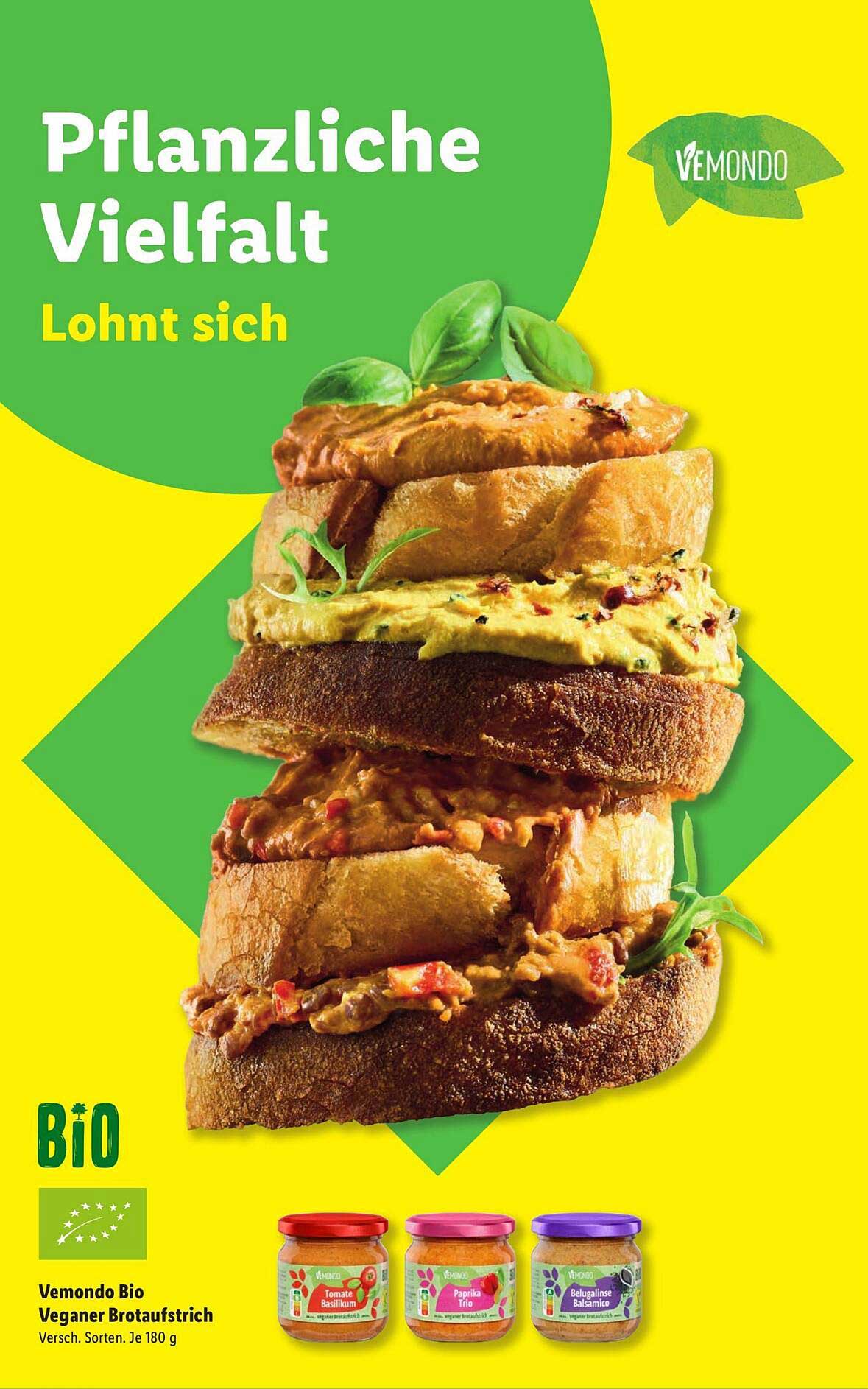 Vemondo Bio Veganer Brotaufstrich - Verschiedene Sorten 180 g