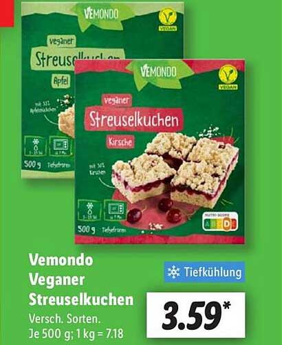 Vemondo Veganer Streuselkuchen – Kirsche & Apfel