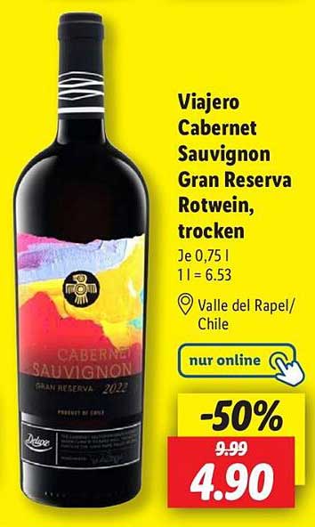 Viajero Cabernet Sauvignon Gran Reserva Rotwein, trocken