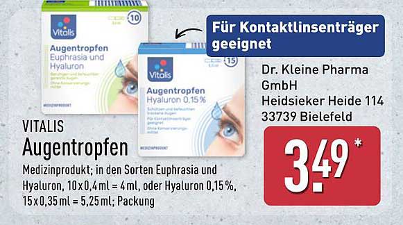 VITALIS Augentropfen 0,15%