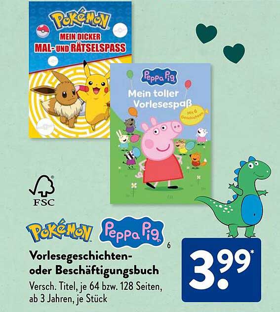 Vorlesegeschichten- oder Beschäftigungsbuch, verschieden Titel, je 64 bzw. 128 Seiten, ab 3 Jahren, je Stück