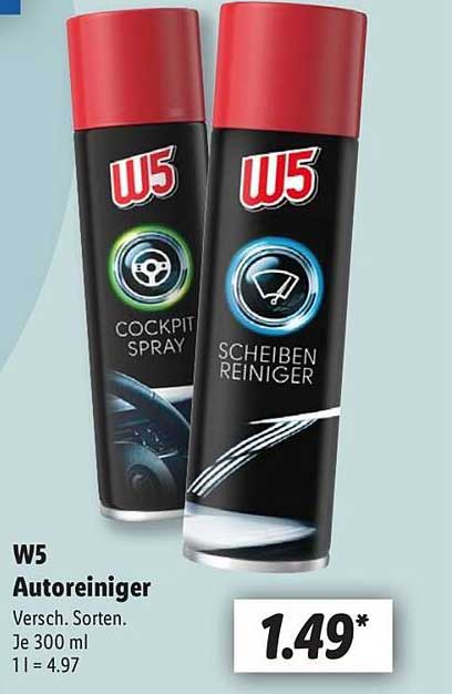 W5 Autoreiniger - Cockpit Spray und Scheiben Reiniger, je 300 ml
