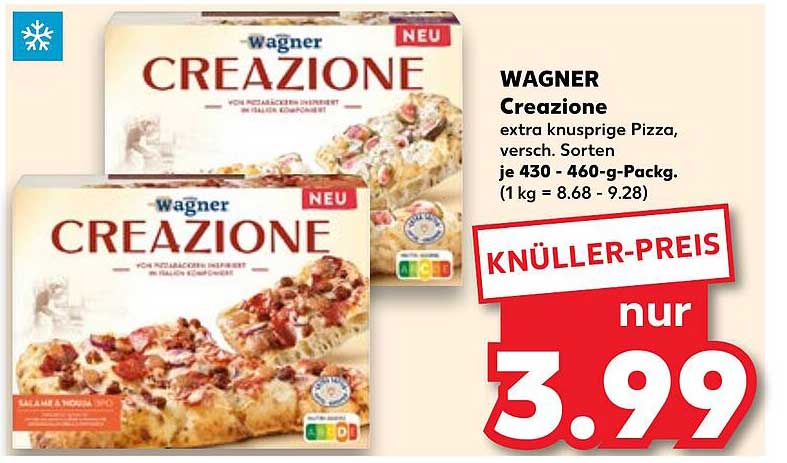 Wagner Creazione extra knusprige Pizza, versch. Sorten