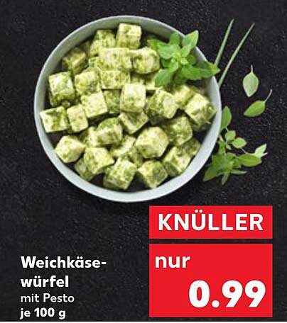 Weichkäsewürfel mit Pesto je 100 g