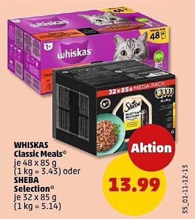 WHISKAS Classic Meals und SHEBA Selection – Mega Pack Aktion