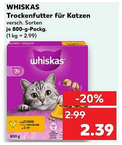 WHISKAS Trockenfutter für Katzen, verschiedene Sorten, 800 g Packung
