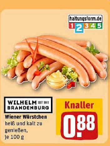Wilhelm Brandenburg Wiener Würstchen, heiß und kalt zu genießen, je 100 g