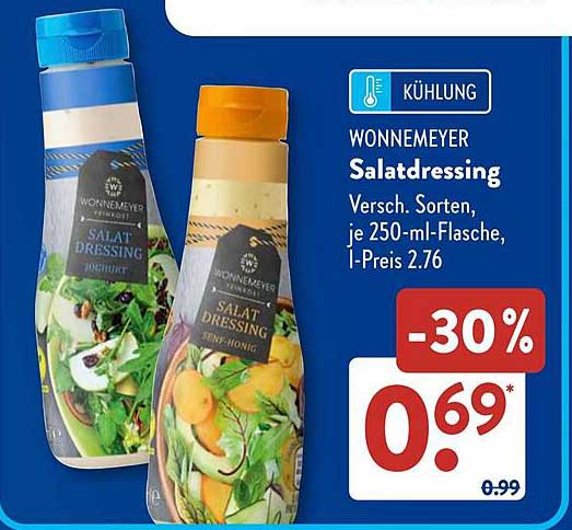 Wonnemeyer Salatdressing, verschiedene Sorten, je 250-ml-Flasche