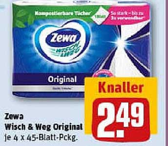 Zewa Wisch & Weg Original 4 x 45-Blatt-Packung