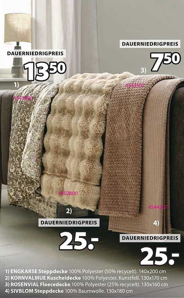 1) ENGKARSE Steppdecke 100% Polyester (50% recycelt). 140x200 cm
