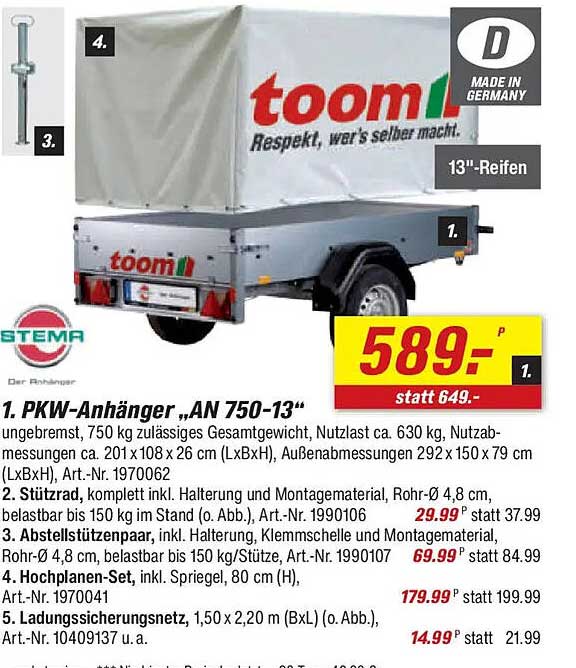1. PKW-Anhänger „AN 750-13“