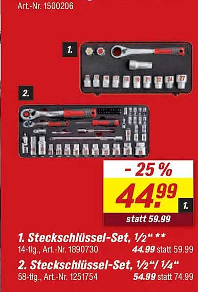 1. Steckschlüssel-Set, 1/2" **