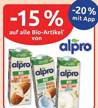 -15 % auf alle Bio-Artikel von alpro
