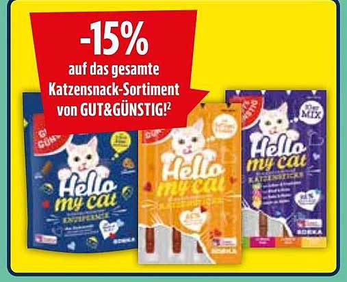 -15% auf das gesamte Katzensnack-Sortiment von GUT&GÜNSTIG!
