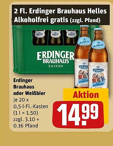 2 Fl. Erdinger Brauhaus Helles Alkoholfrei gratis (zzgl. Pfand)