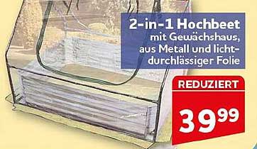 2-in-1 Hochbeet mit Gewächshaus, aus Metall und lichtdurchlässiger Folie