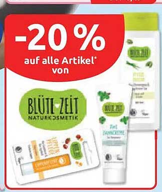 -20 % auf alle Artikel* von BLÜT-ZEIT NATURKOSMETIK