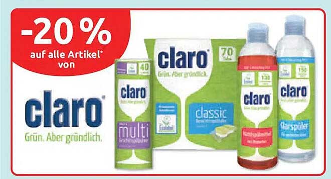 -20 % auf alle Artikel* von claro