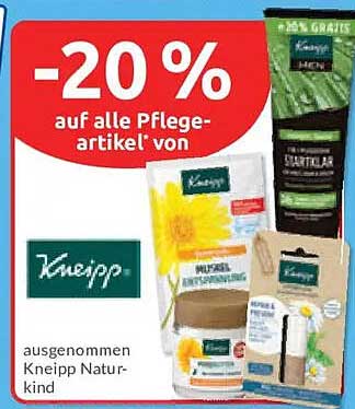 -20 % auf alle Pflegeartikel von Kneipp