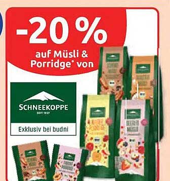 -20% auf Müsli & Porridge von SCHNEEKOPPE Exklusiv bei budni