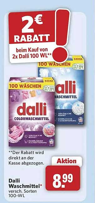 2€ RABATT beim Kauf von 2x Dalli 100 WL**