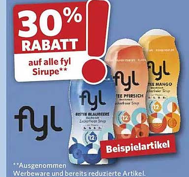 30% RABATT auf alle fyl Sirupe**