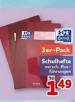 3er-Pack Schulhefte versch. Ausführungen