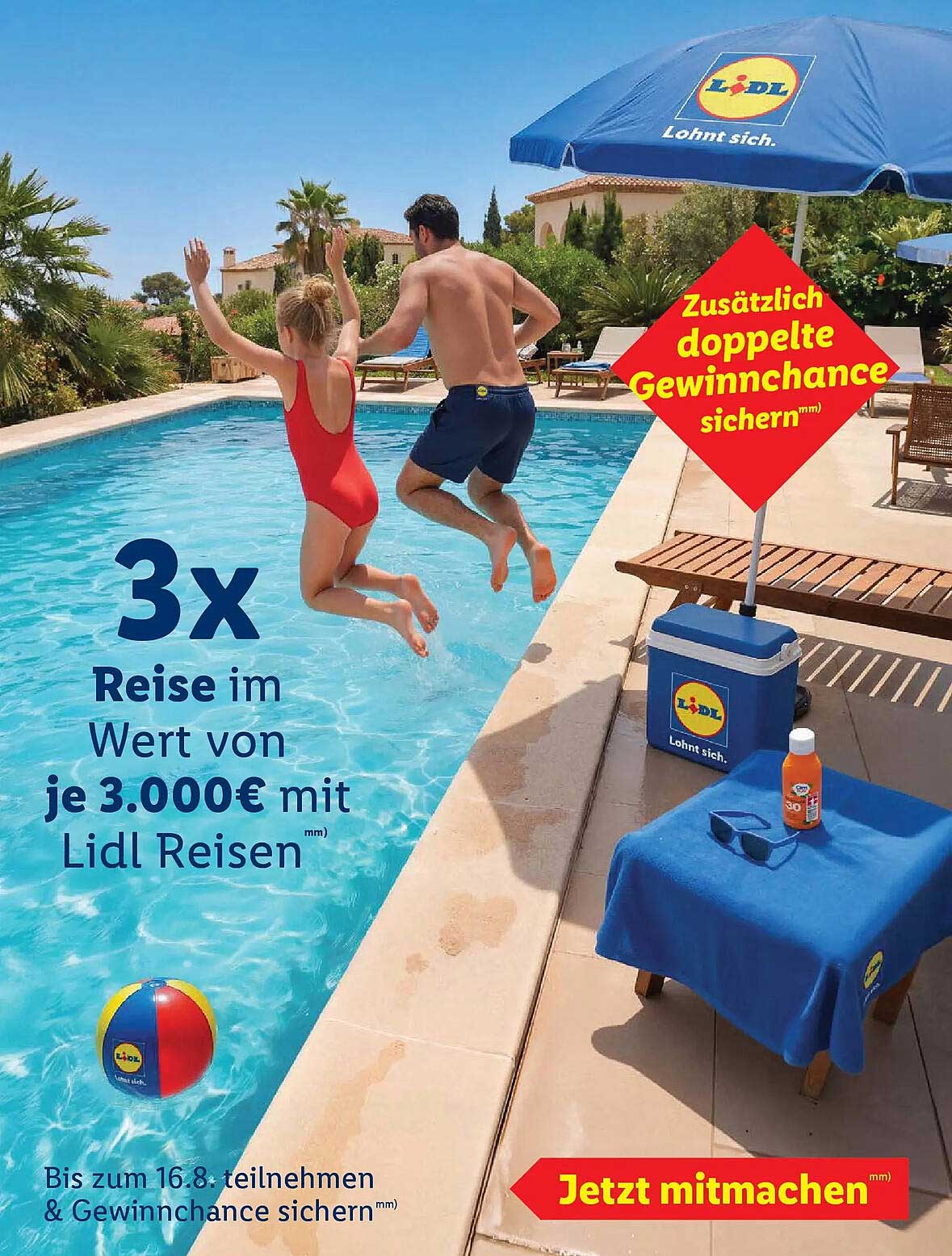 3x Reise im Wert von je 3.000€ mit Lidl Reisen