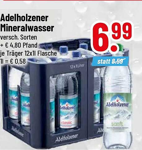 Adelholzener Mineralwasser versch. Sorten