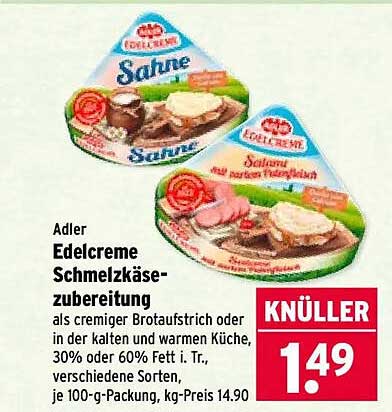 Adler Edelcreme Schmelzkäse-zubereitung