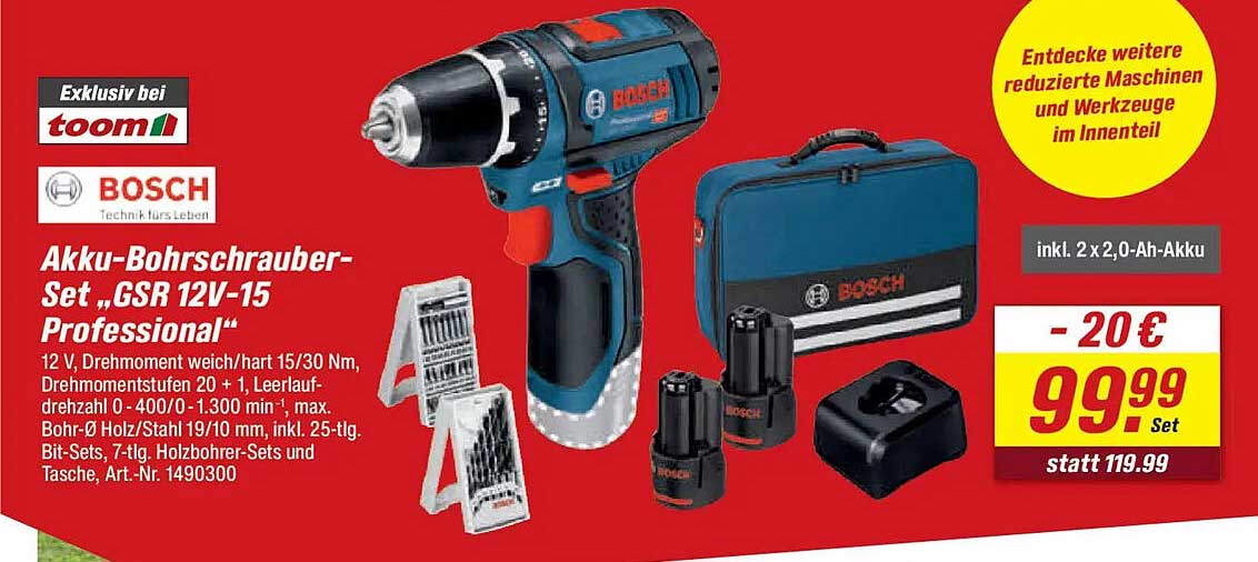 Akku-Bohrschrauber-Set „GSR 12V-15 Professional“