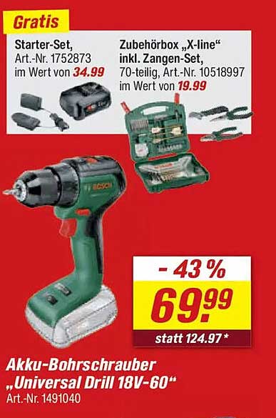 Akku-Bohrschrauber „Universal Drill 18V-60“