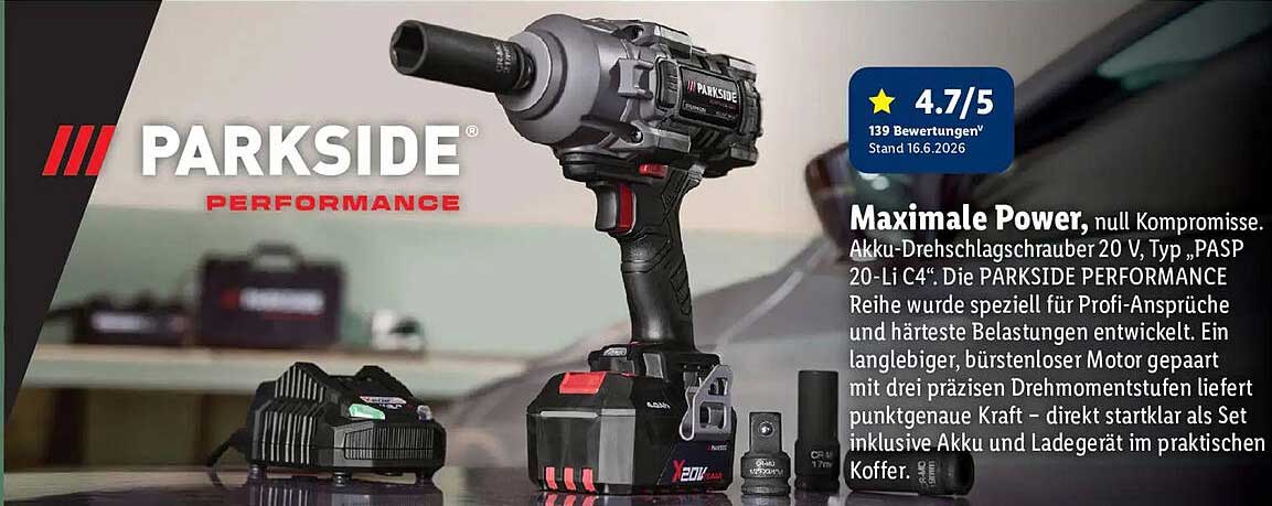 Akku-Drehschlagschrauber 20 V, Typ „PASP 20-Li C4“